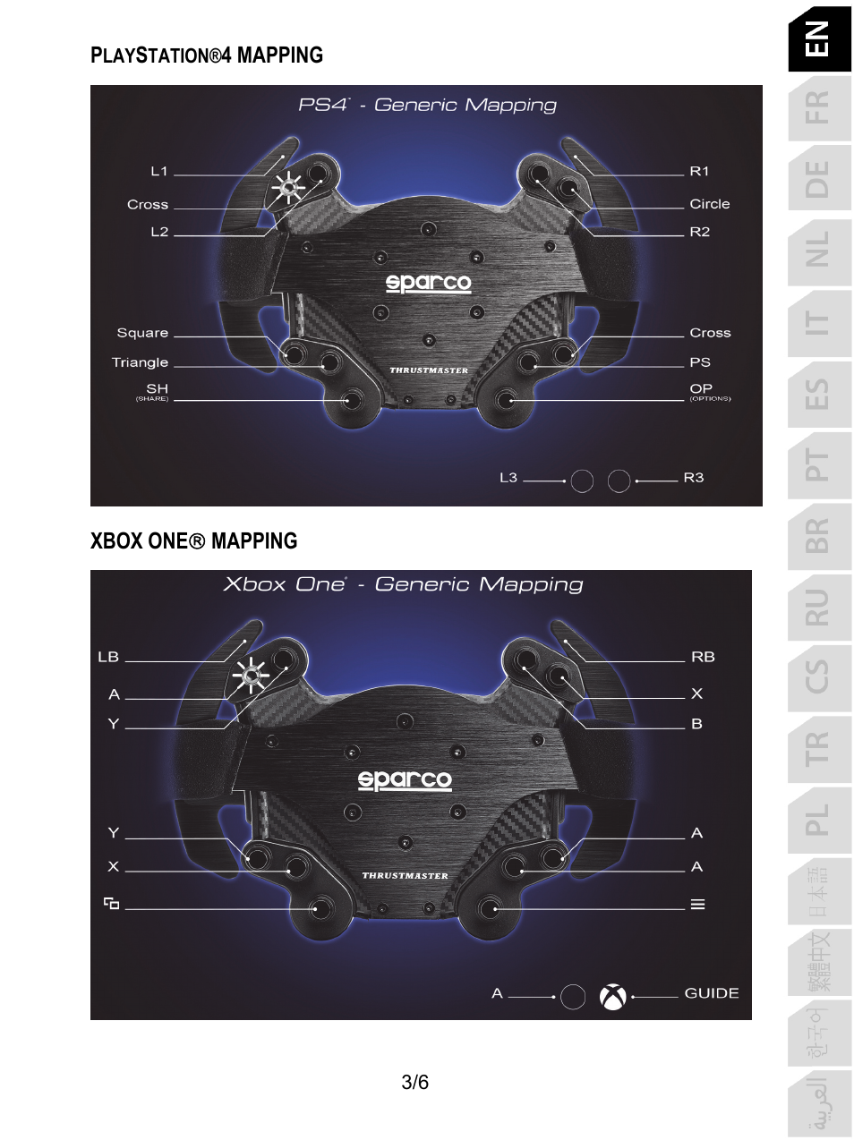 4 mapping, Xbox one  mapping | Thrustmaster P310 Mod TM Competition Add-On SpWheel User Manual | Page 4 / 95