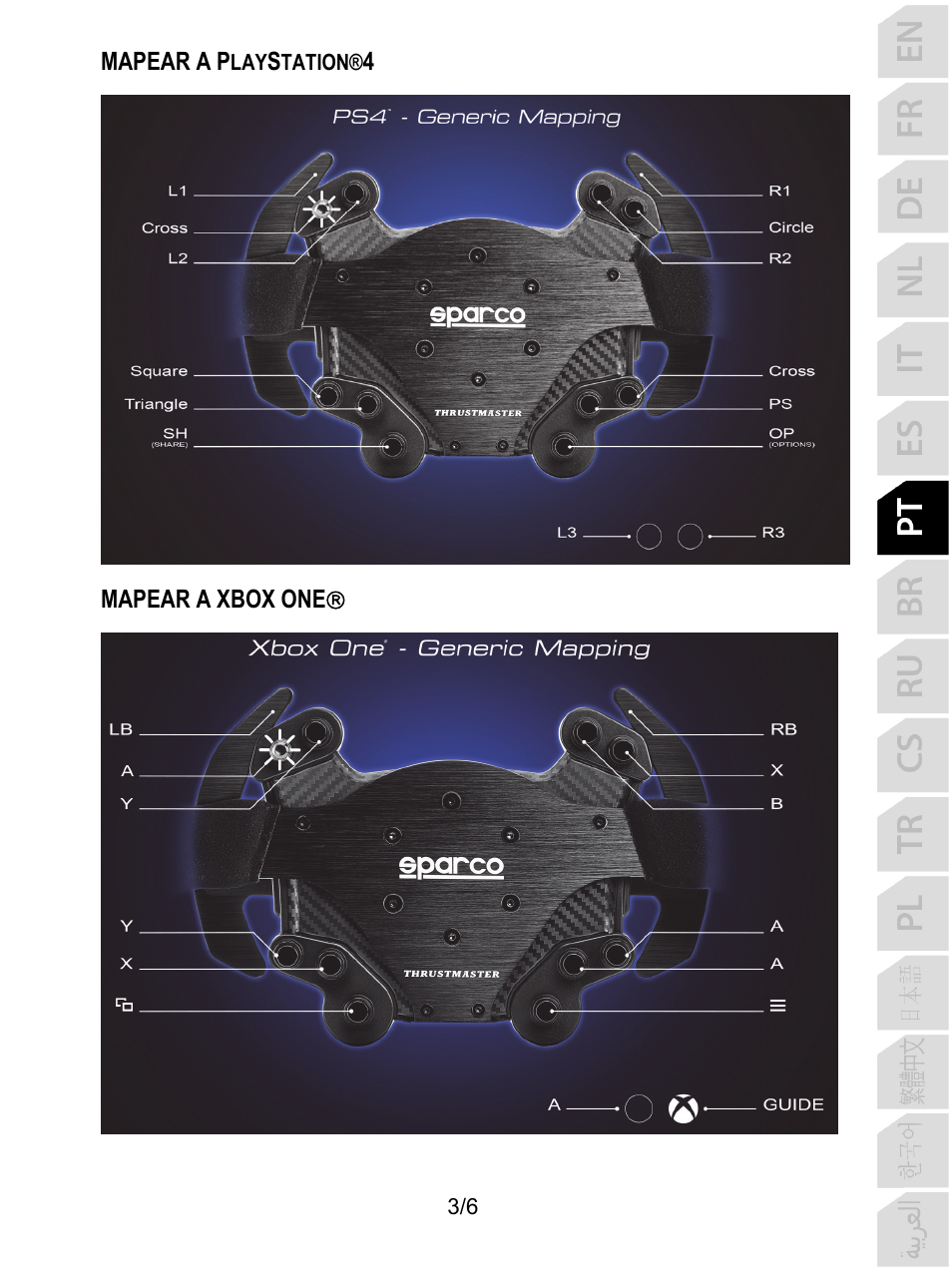 Mapear a p, Mapear a xbox one | Thrustmaster P310 Mod TM Competition Add-On SpWheel User Manual | Page 40 / 95