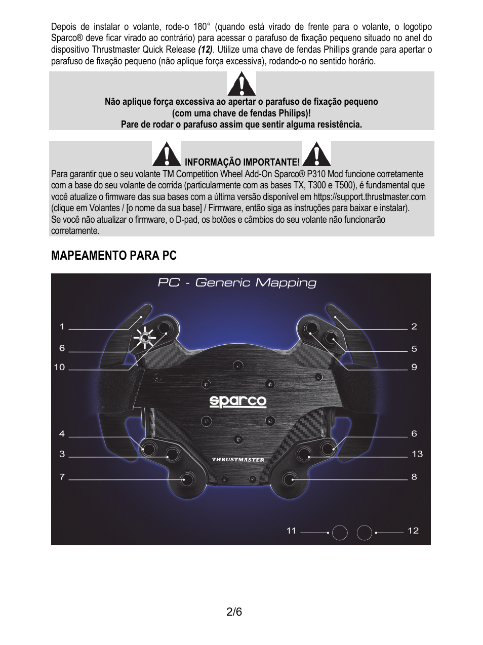 Mapeamento para pc | Thrustmaster P310 Mod TM Competition Add-On SpWheel User Manual | Page 45 / 95