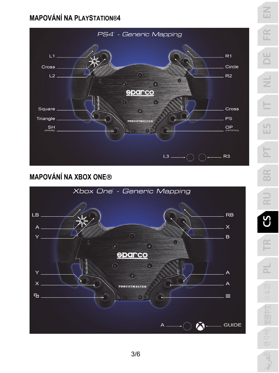 Mapování na p, Mapování na xbox one | Thrustmaster P310 Mod TM Competition Add-On SpWheel User Manual | Page 58 / 95