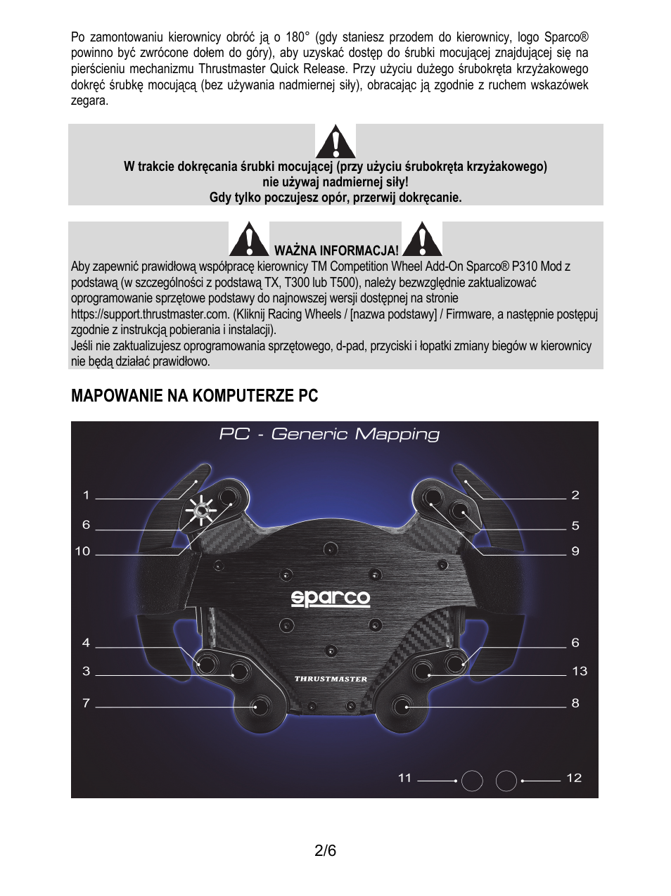 Mapowanie na komputerze pc | Thrustmaster P310 Mod TM Competition Add-On SpWheel User Manual | Page 69 / 95