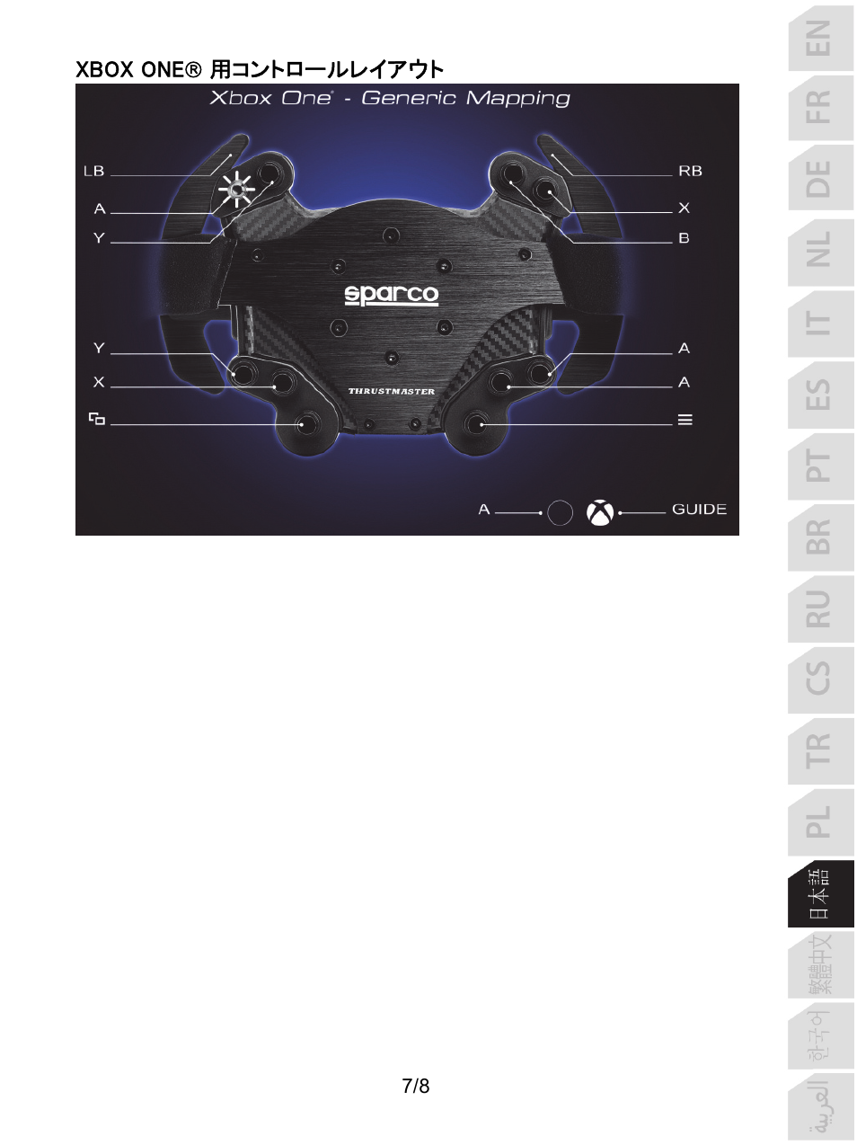 Xbox one  用コントロールレイアウト | Thrustmaster P310 Mod TM Competition Add-On SpWheel User Manual | Page 80 / 95