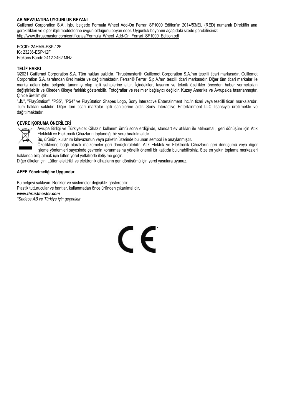 Thrustmaster Add-On Formula Wheel (Ferrari SF1000 Edition) User Manual | Page 121 / 249