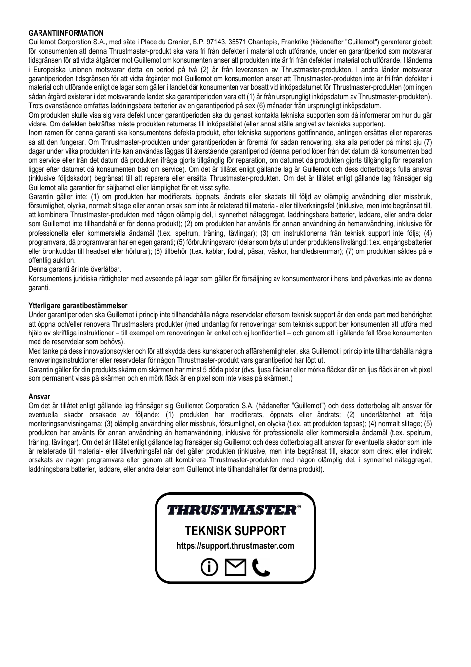 Teknisk support | Thrustmaster Add-On Formula Wheel (Ferrari SF1000 Edition) User Manual | Page 188 / 249