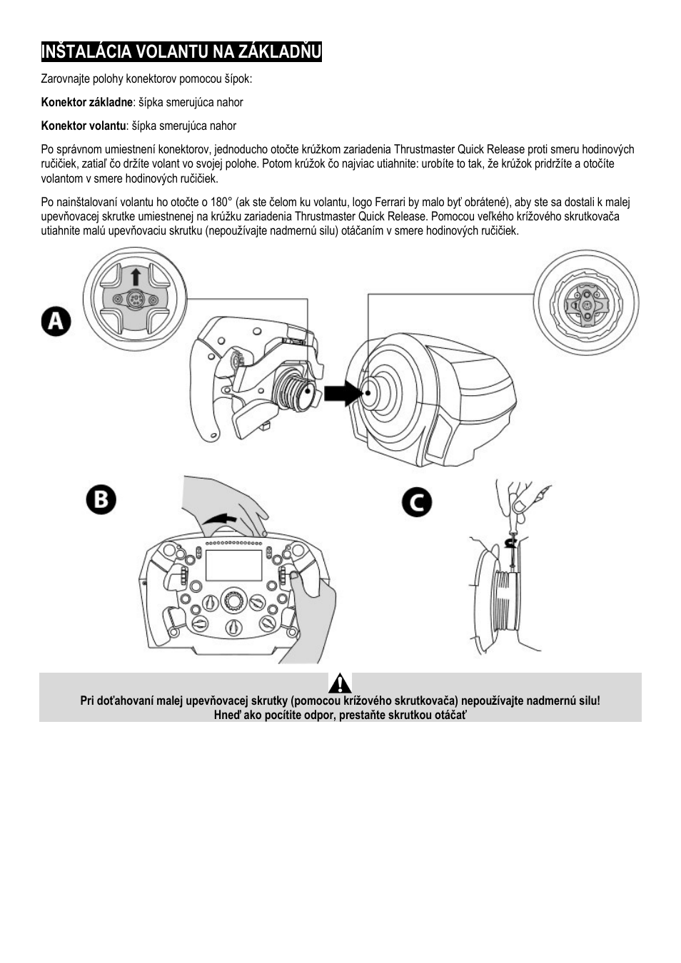 Inštalácia volantu na základňu | Thrustmaster Add-On Formula Wheel (Ferrari SF1000 Edition) User Manual | Page 205 / 249