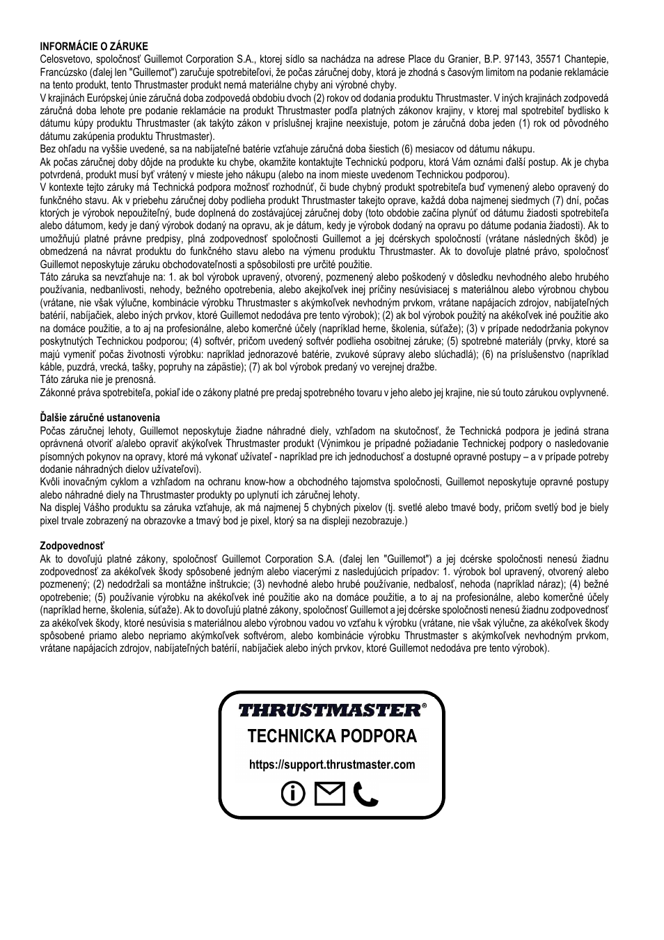 Technická podpora | Thrustmaster Add-On Formula Wheel (Ferrari SF1000 Edition) User Manual | Page 212 / 249