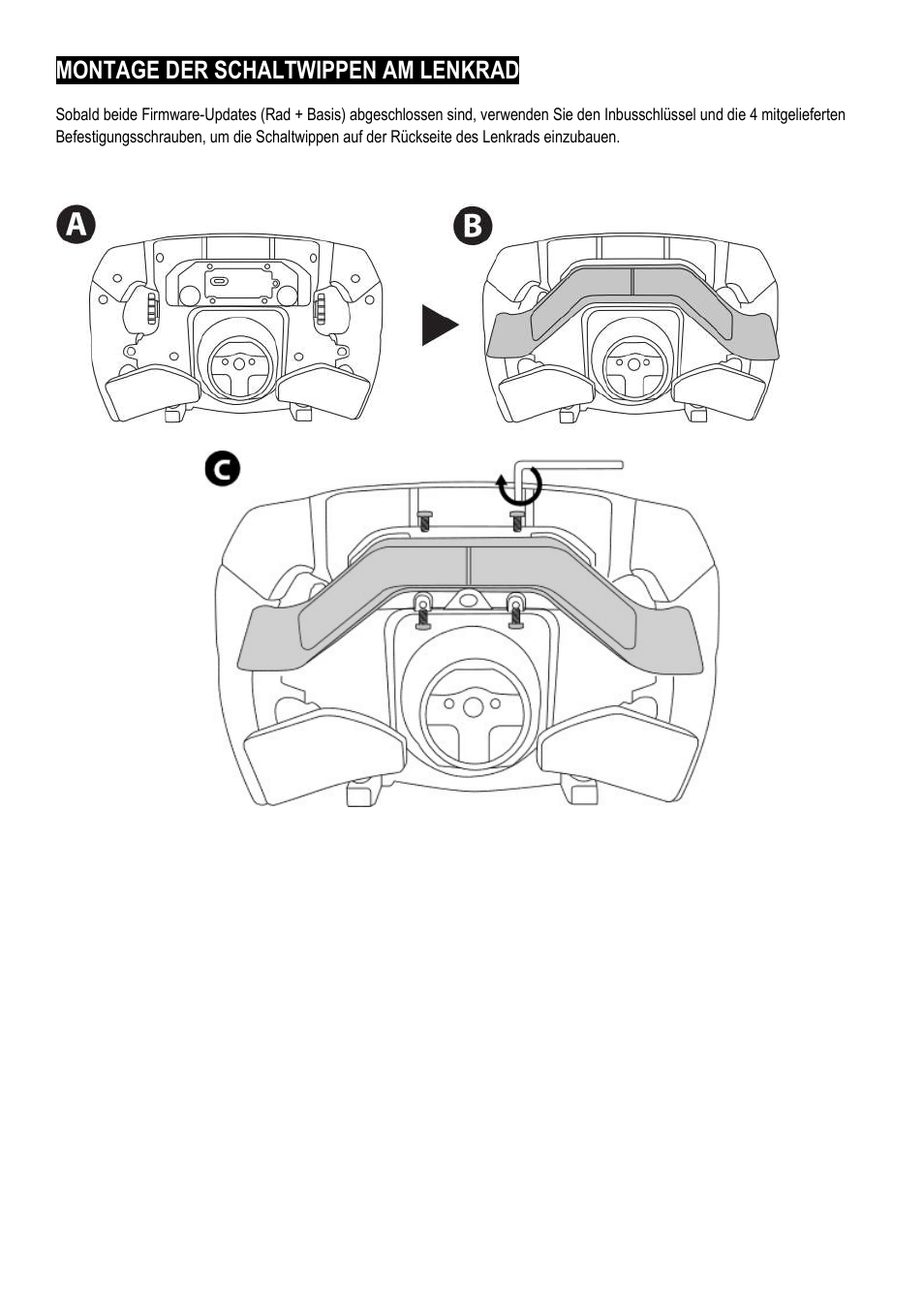 Montage der schaltwippen am lenkrad | Thrustmaster Add-On Formula Wheel (Ferrari SF1000 Edition) User Manual | Page 28 / 249