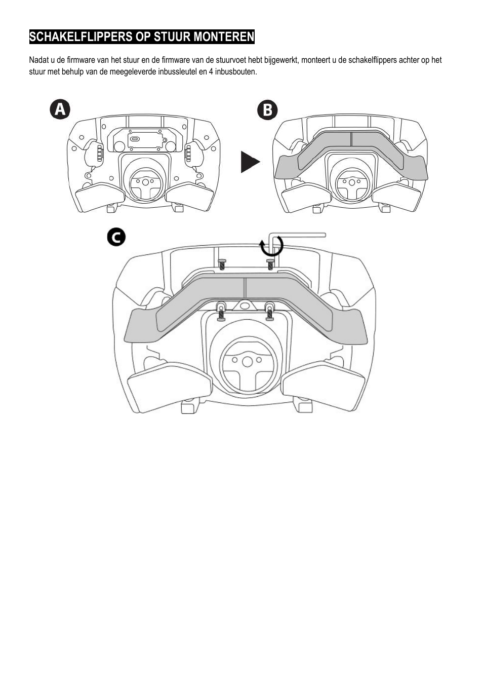 Schakelflippers op stuur monteren | Thrustmaster Add-On Formula Wheel (Ferrari SF1000 Edition) User Manual | Page 40 / 249