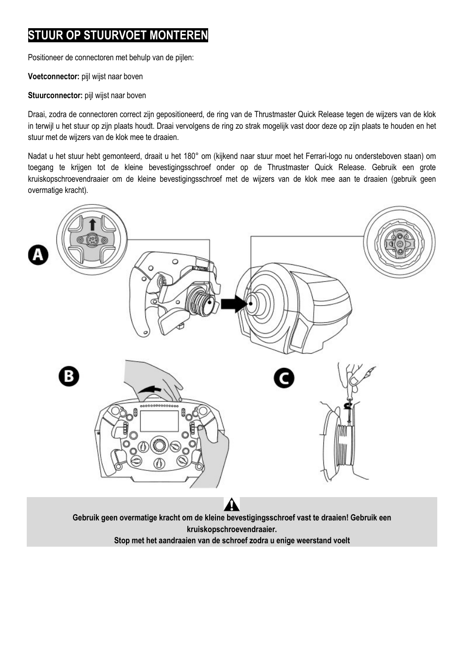 Stuur op stuurvoet monteren | Thrustmaster Add-On Formula Wheel (Ferrari SF1000 Edition) User Manual | Page 41 / 249