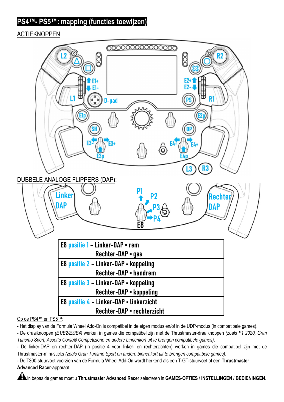 Ps4™- ps5™: mapping (functies toewijzen) | Thrustmaster Add-On Formula Wheel (Ferrari SF1000 Edition) User Manual | Page 43 / 249