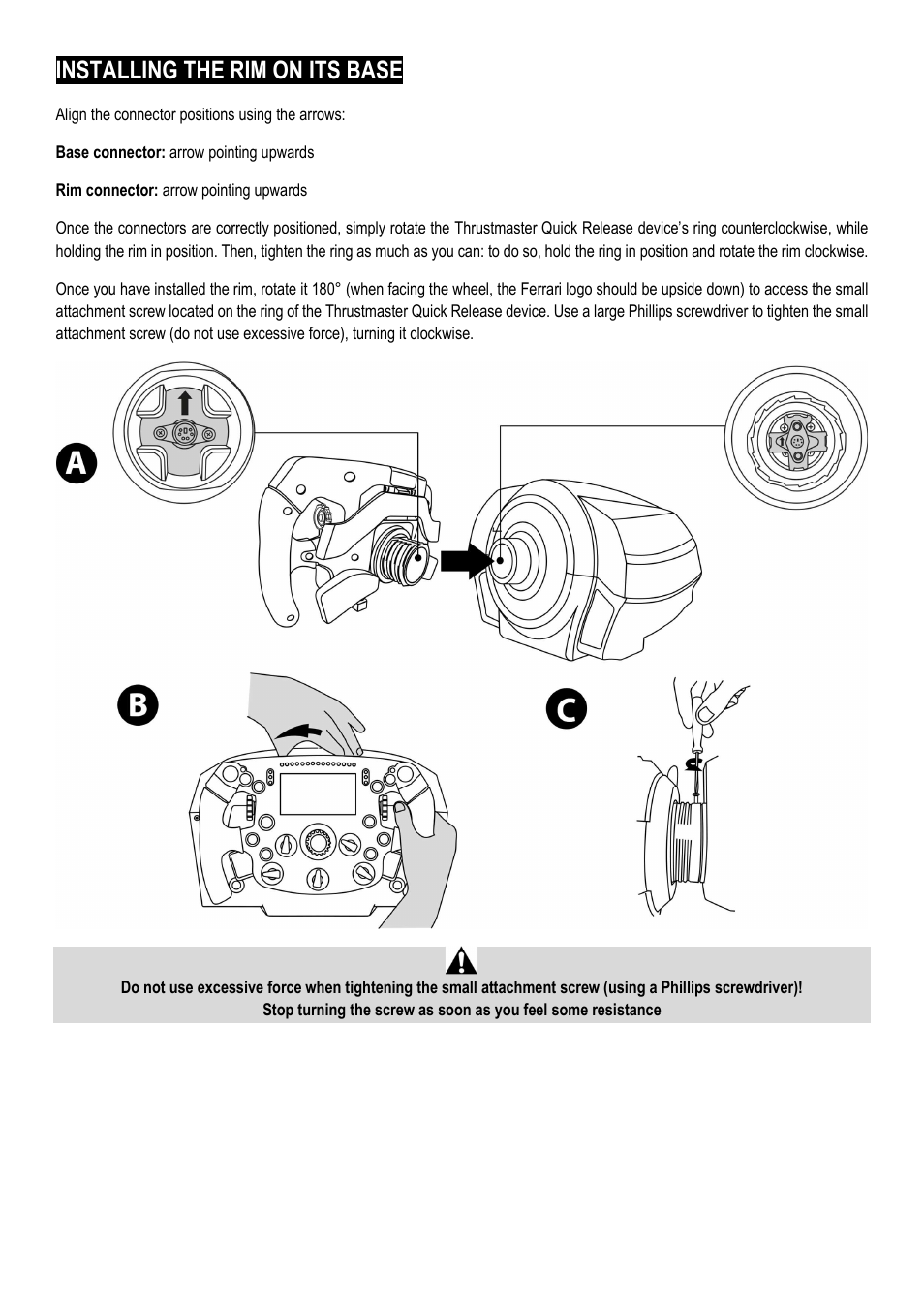 Installing the rim on its base | Thrustmaster Add-On Formula Wheel (Ferrari SF1000 Edition) User Manual | Page 5 / 249