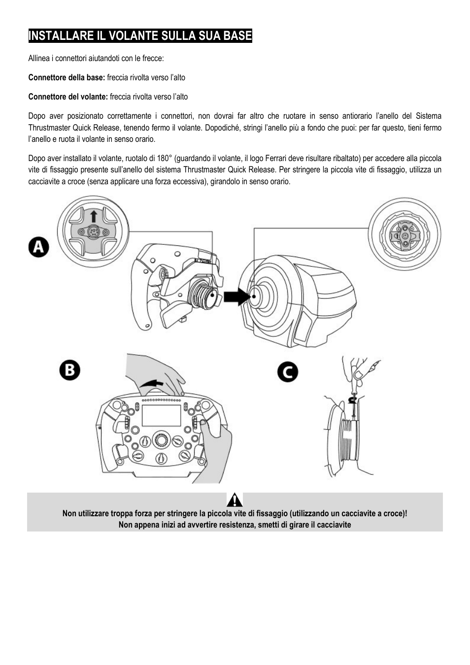 Installare il volante sulla sua base | Thrustmaster Add-On Formula Wheel (Ferrari SF1000 Edition) User Manual | Page 53 / 249