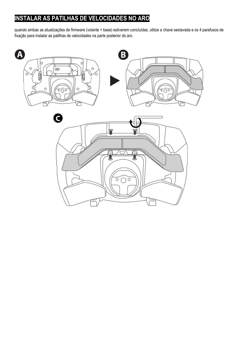 Instalar as patilhas de velocidades no aro | Thrustmaster Add-On Formula Wheel (Ferrari SF1000 Edition) User Manual | Page 76 / 249