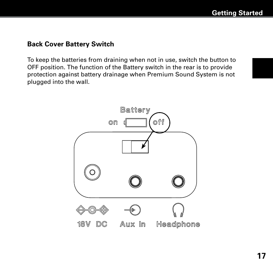 Back cover battery switch | Delphi SA10221 User Manual | Page 21 / 45