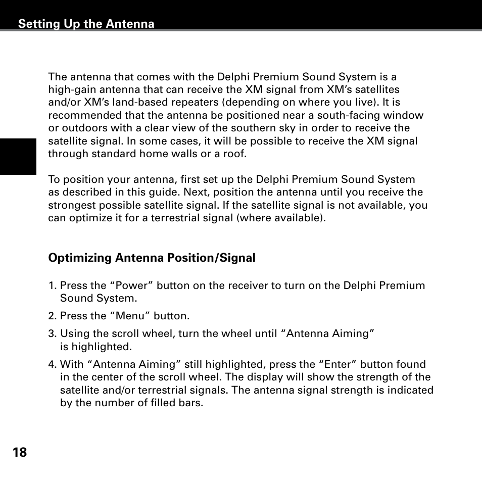 Setting up the antenna | Delphi SA10221 User Manual | Page 22 / 45