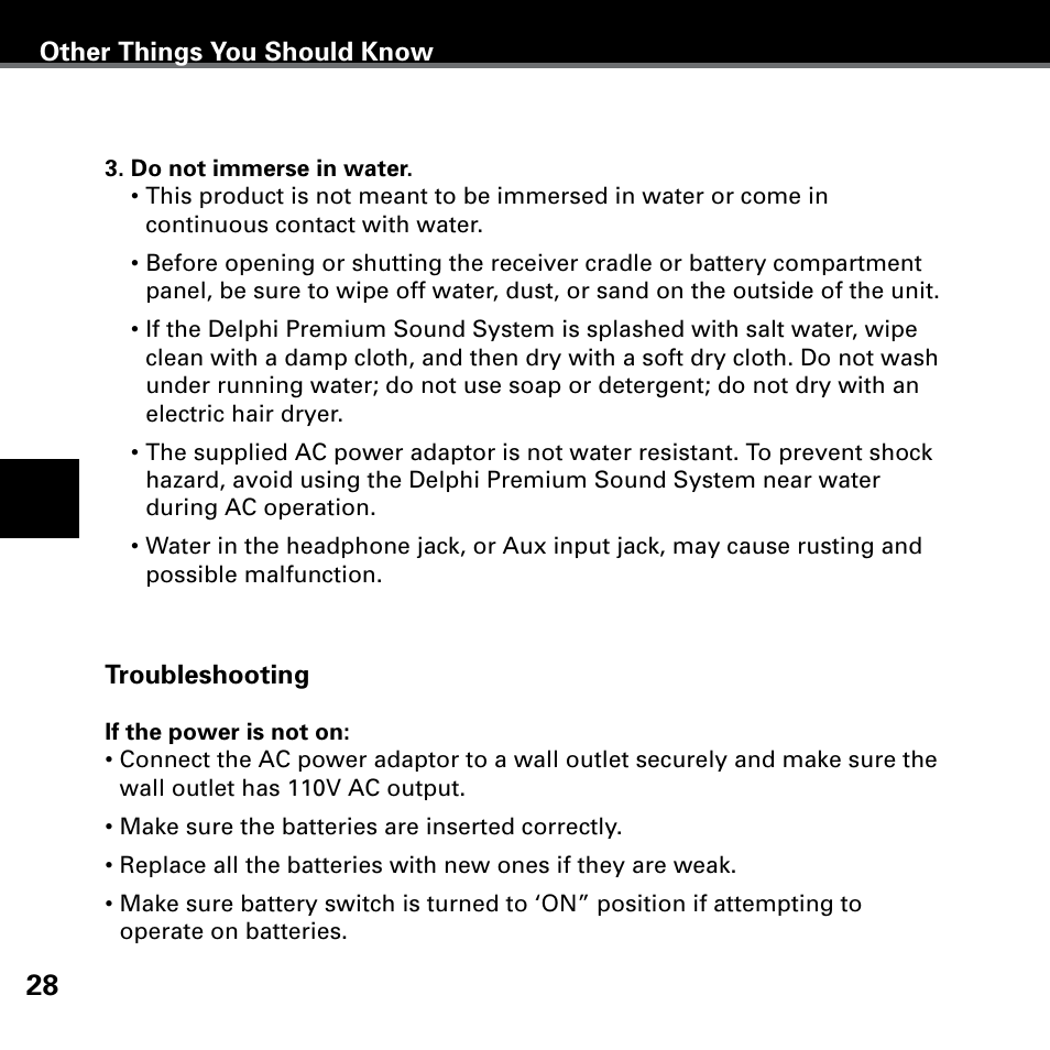 Troubleshooting | Delphi SA10221 User Manual | Page 32 / 45