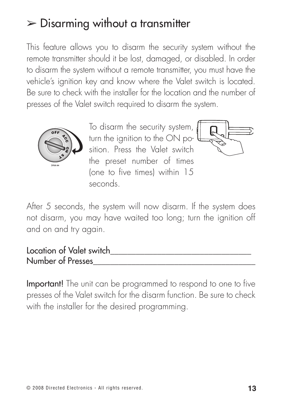 Disarming without a transmitter | Directed Electronics 460MAX User Manual | Page 15 / 40