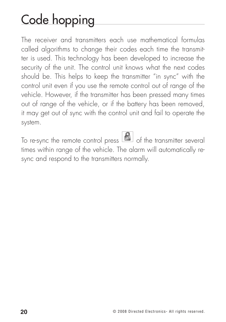 Code hopping | Directed Electronics 460MAX User Manual | Page 22 / 40