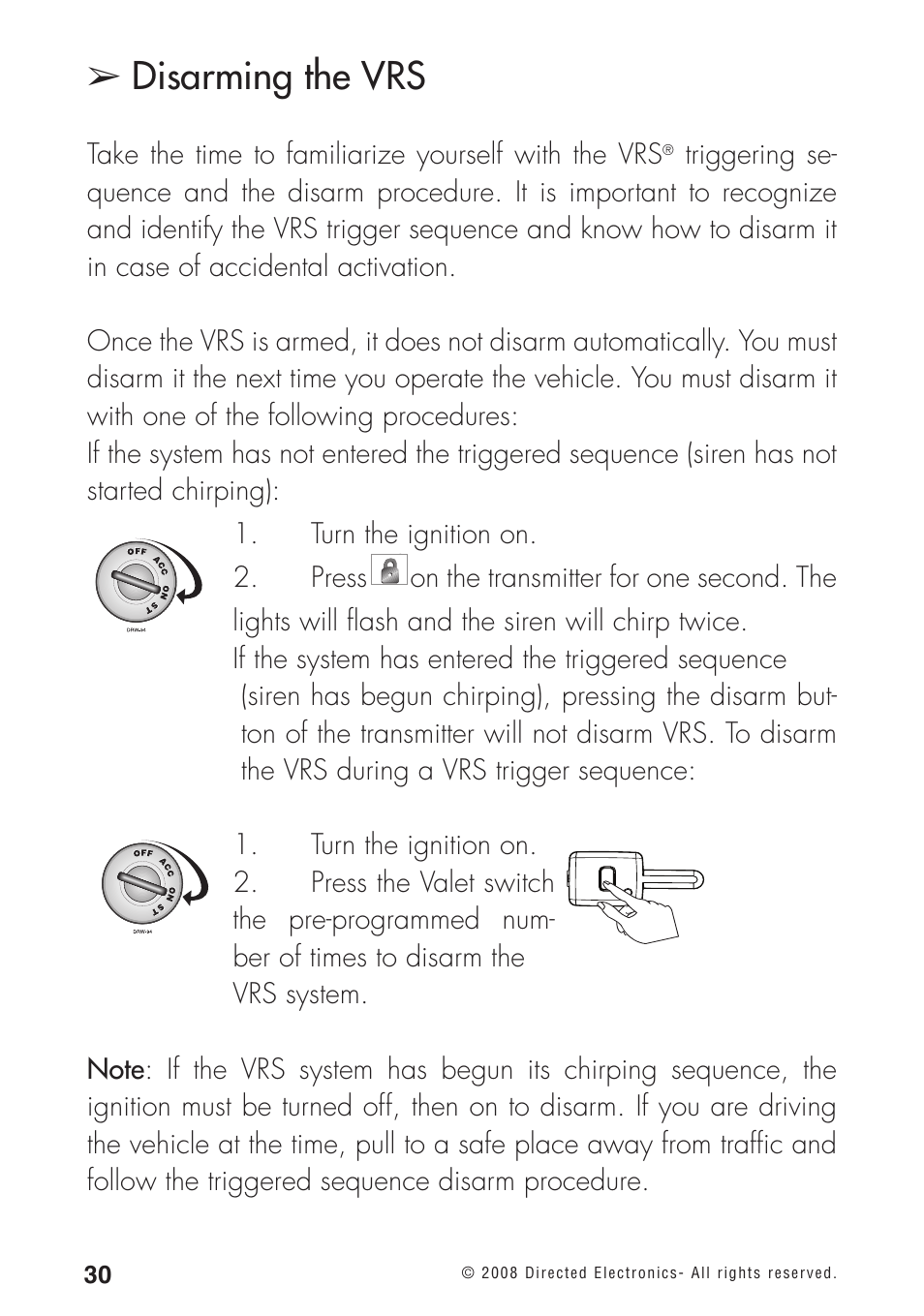 Disarming the vrs | Directed Electronics 460MAX User Manual | Page 32 / 40