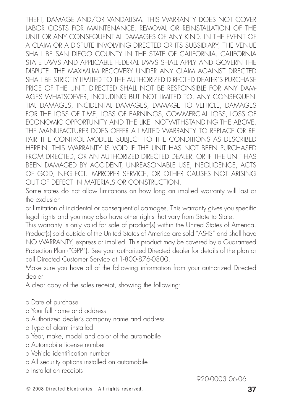 Directed Electronics 460MAX User Manual | Page 39 / 40