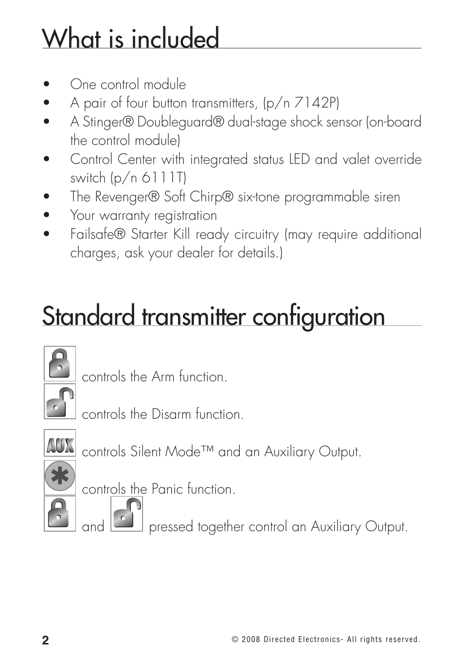 What is included, Standard transmitter configuration | Directed Electronics 460MAX User Manual | Page 4 / 40