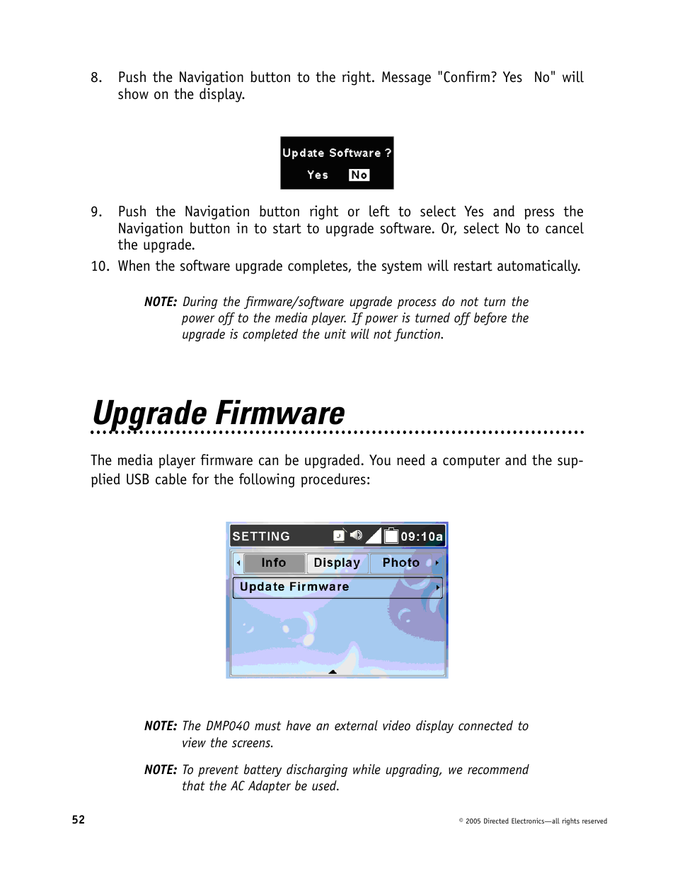 Upgrade firmware | Directed Electronics OHV901 User Manual | Page 52 / 58
