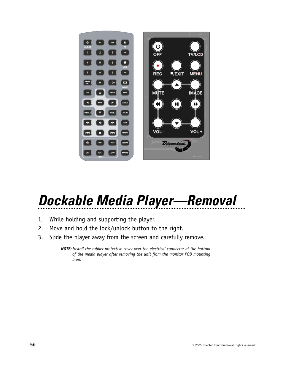 Dockable media player—removal | Directed Electronics OHV901 User Manual | Page 56 / 58