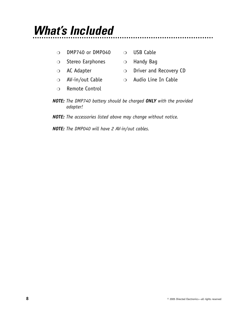 What’s included | Directed Electronics OHV901 User Manual | Page 8 / 58