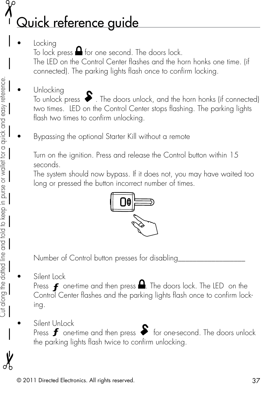 Quick reference guide | Directed Electronics 1.3X User Manual | Page 45 / 52