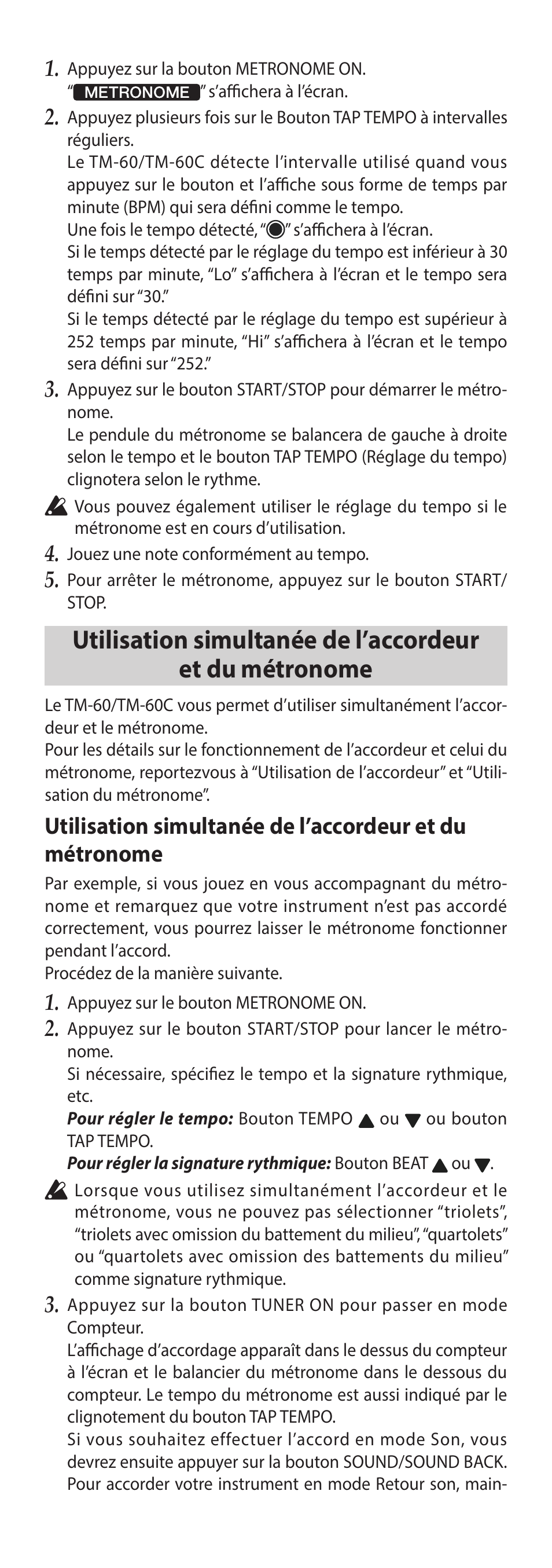 KORG TM-60 Combo Tuner Metronome (White) User Manual | Page 12 / 33