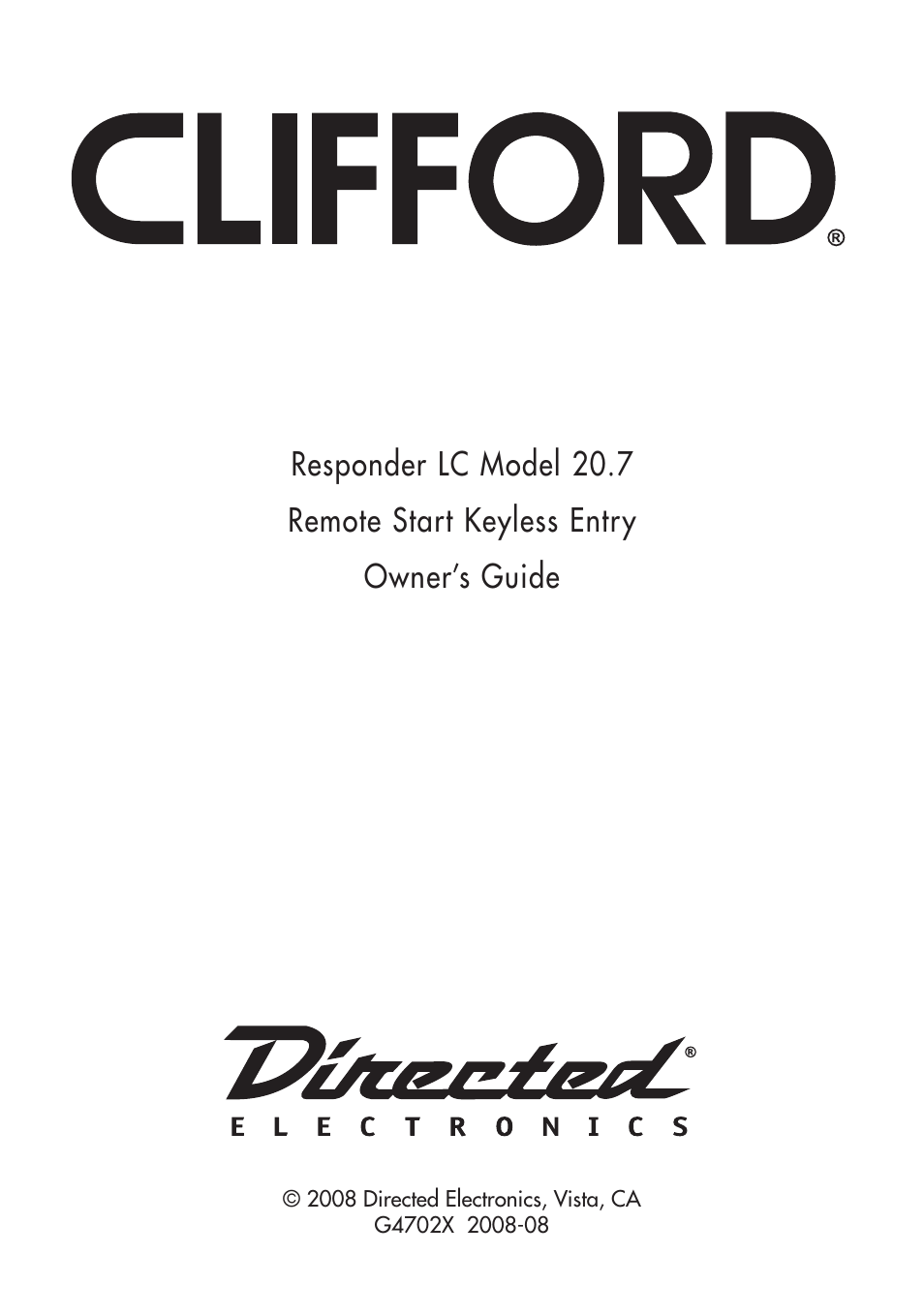 Directed Electronics 20.7 User Manual | 52 pages