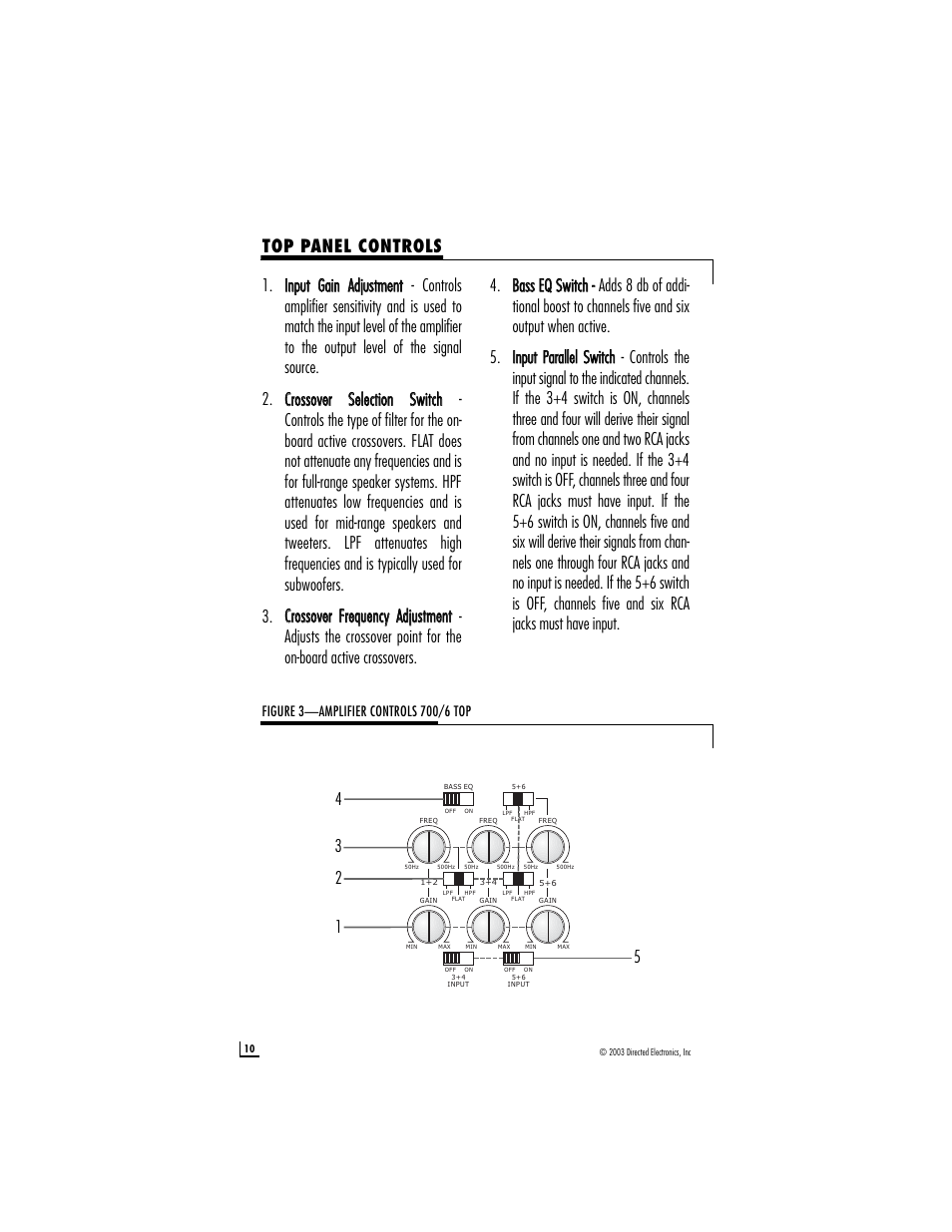 Top panel controls | Directed Electronics 6 User Manual | Page 10 / 15