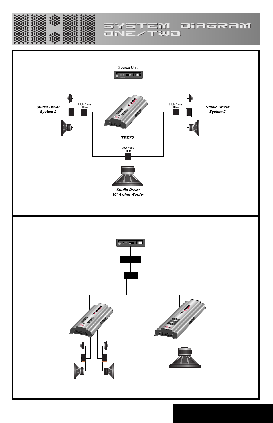 System diagram 1 / 2, Back to contents | Directed Electronics Tube Driver System TD275/2150 User Manual | Page 17 / 19