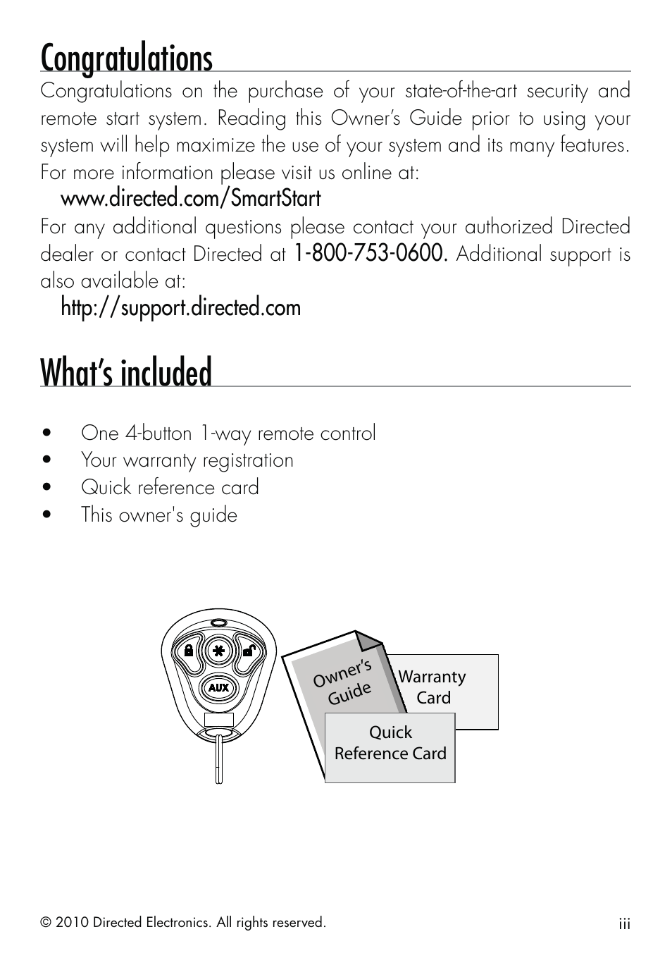 What’s included | Directed Electronics SMARTSTART 5000 User Manual | Page 3 / 36