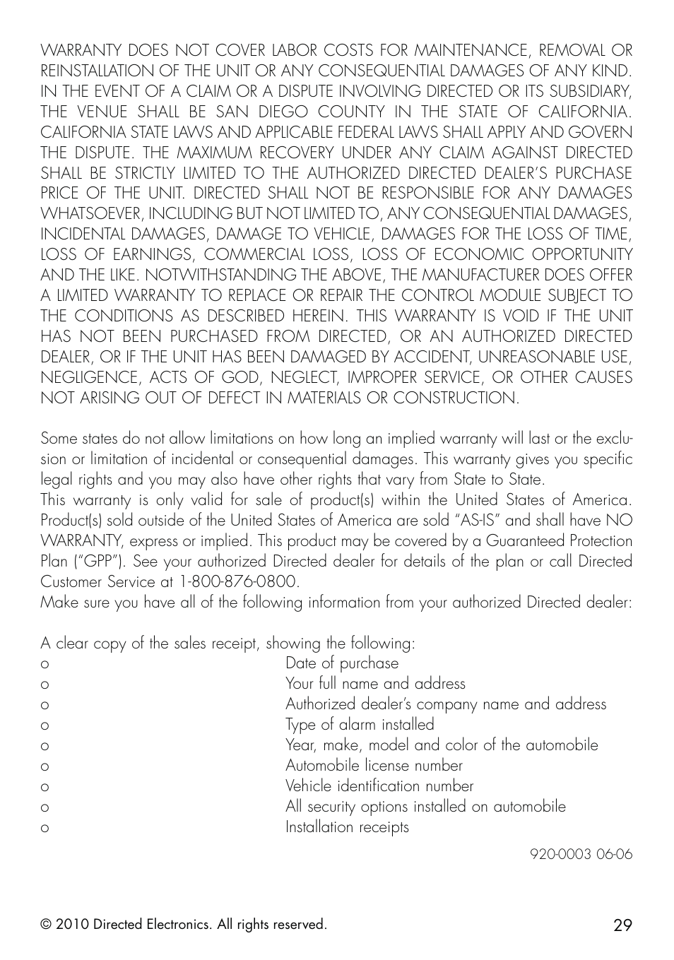 Directed Electronics SMARTSTART 5000 User Manual | Page 33 / 36
