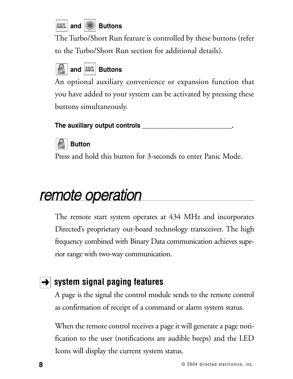 Rre em mo otte e o op pe erra attiio on n | Directed Electronics AMX 8.5 User Manual | Page 11 / 37
