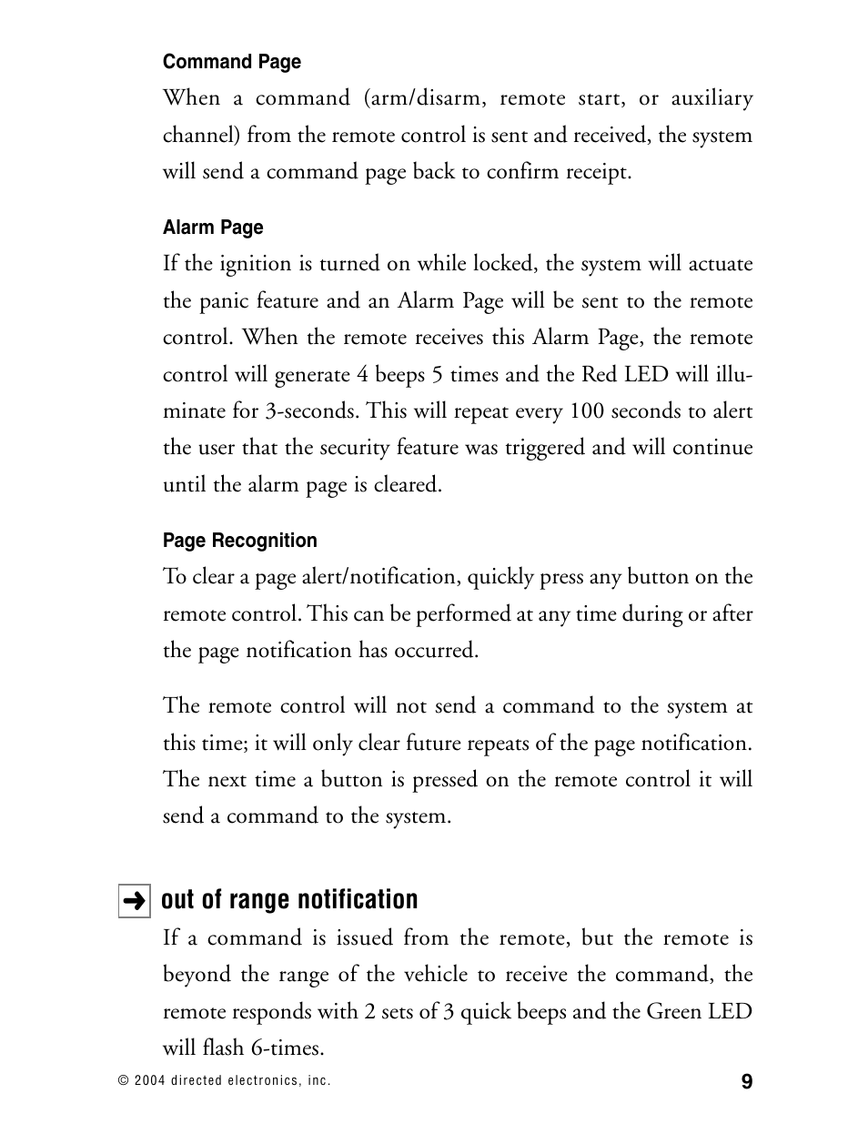 Out of range notification | Directed Electronics AMX 8.5 User Manual | Page 12 / 37