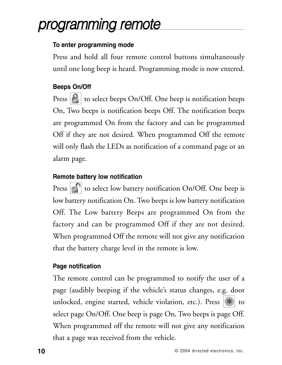 Pprro og grra am mm miin ng g rre em mo otte e | Directed Electronics AMX 8.5 User Manual | Page 13 / 37