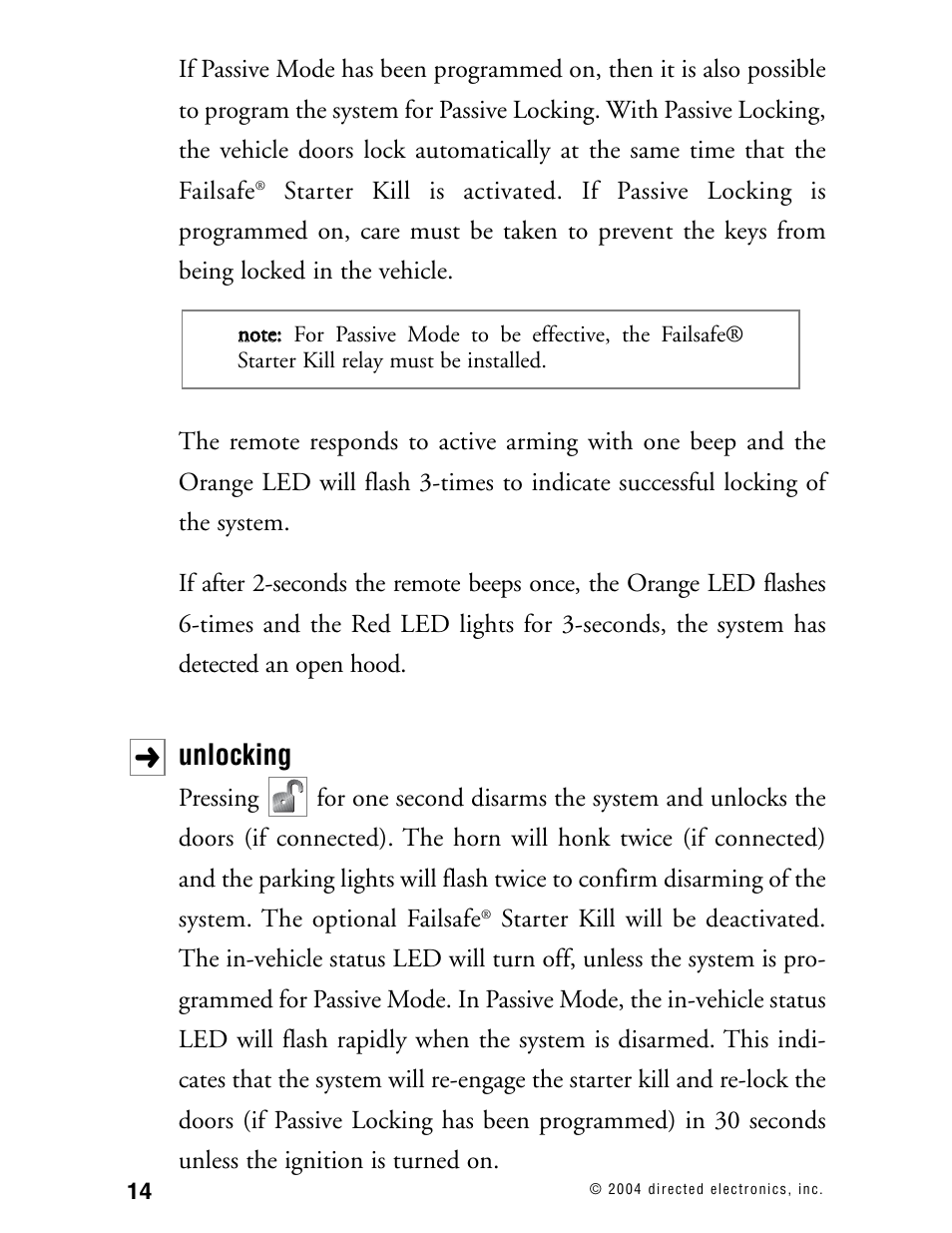 Unlocking | Directed Electronics AMX 8.5 User Manual | Page 17 / 37