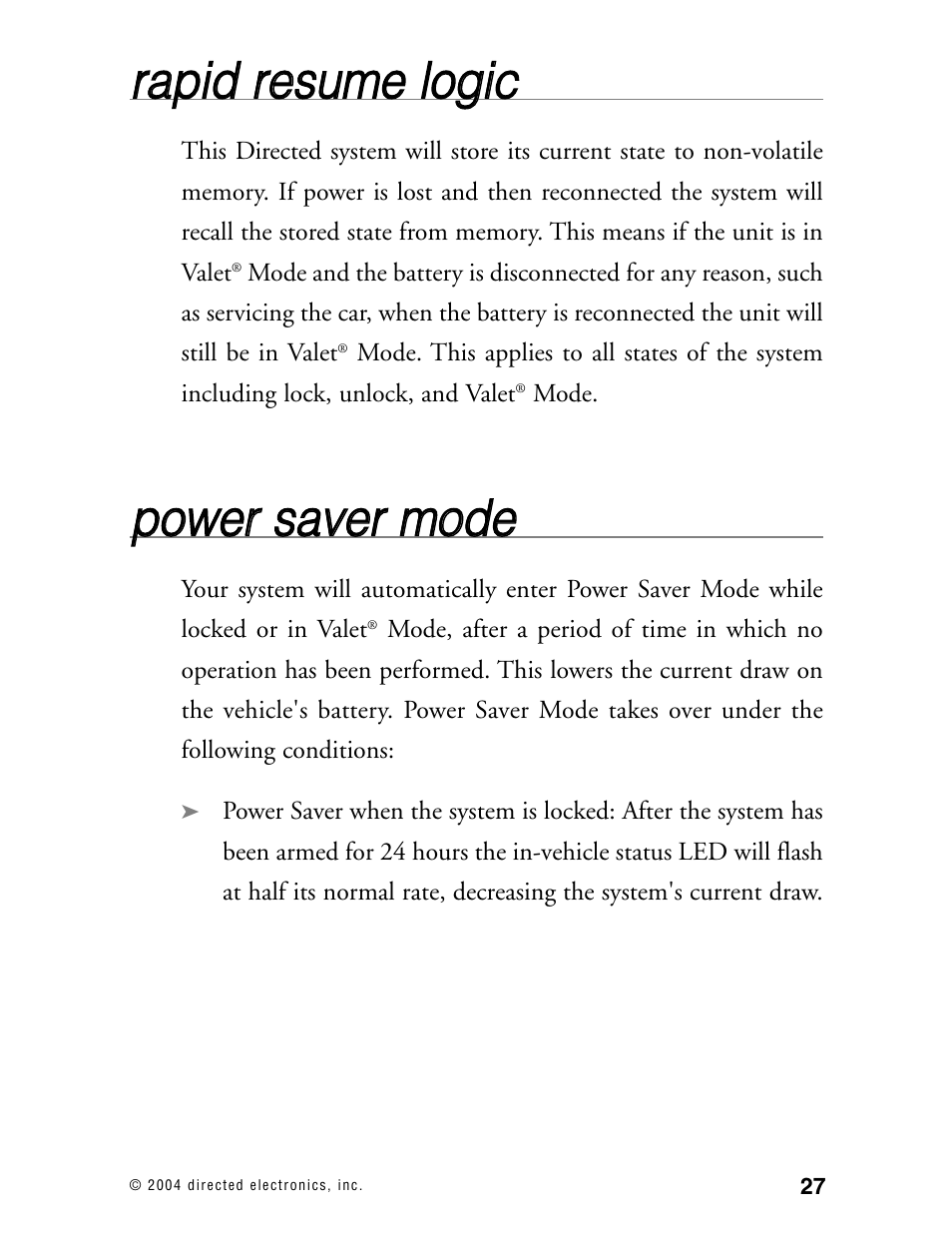 Rra ap piid d rre essu um me e llo og giic c, Ppo ow we err ssa avve err m mo od de e | Directed Electronics AMX 8.5 User Manual | Page 30 / 37