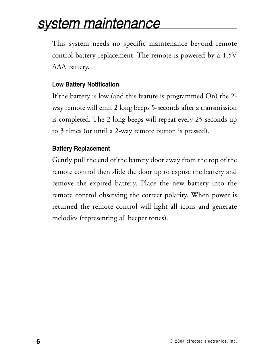 Ssyysstte em m m ma aiin ntte en na an nc ce e | Directed Electronics AMX 8.5 User Manual | Page 9 / 37