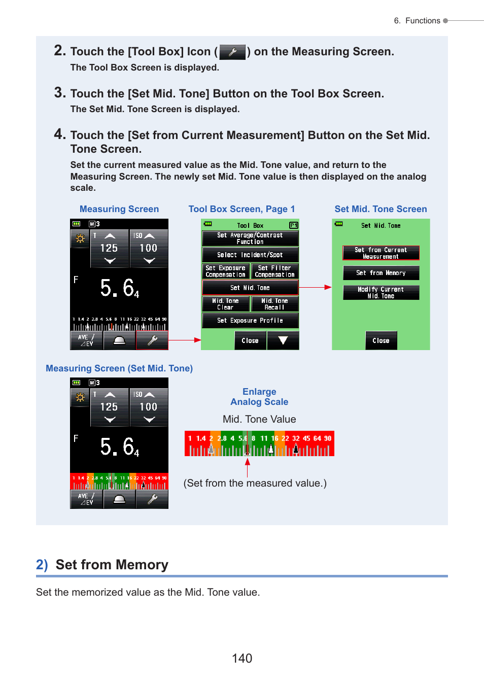 2) set from memory | Sekonic Speedmaster L-858D-U Light Meter User Manual | Page 154 / 223