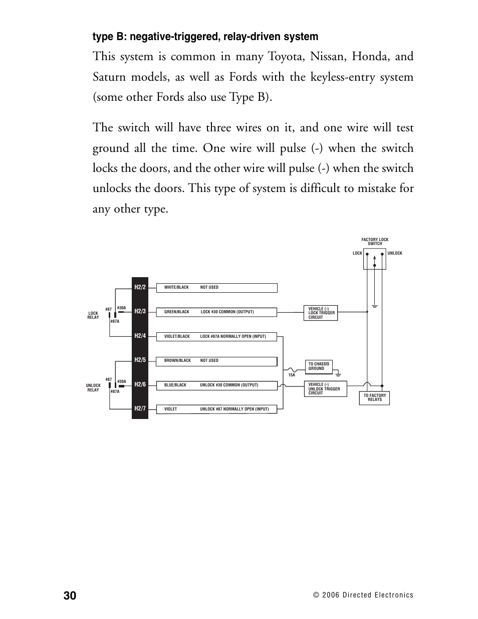 Type b: negative-triggered, relay-driven system | Directed Electronics Ready Remote User Manual | Page 34 / 70