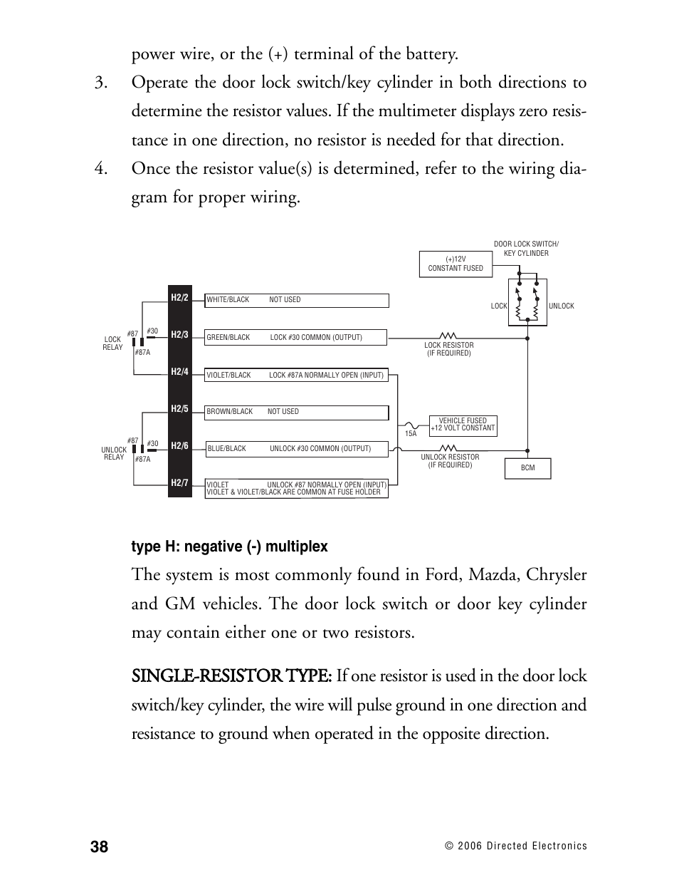 Type h: negative (-) multiplex | Directed Electronics Ready Remote User Manual | Page 42 / 70