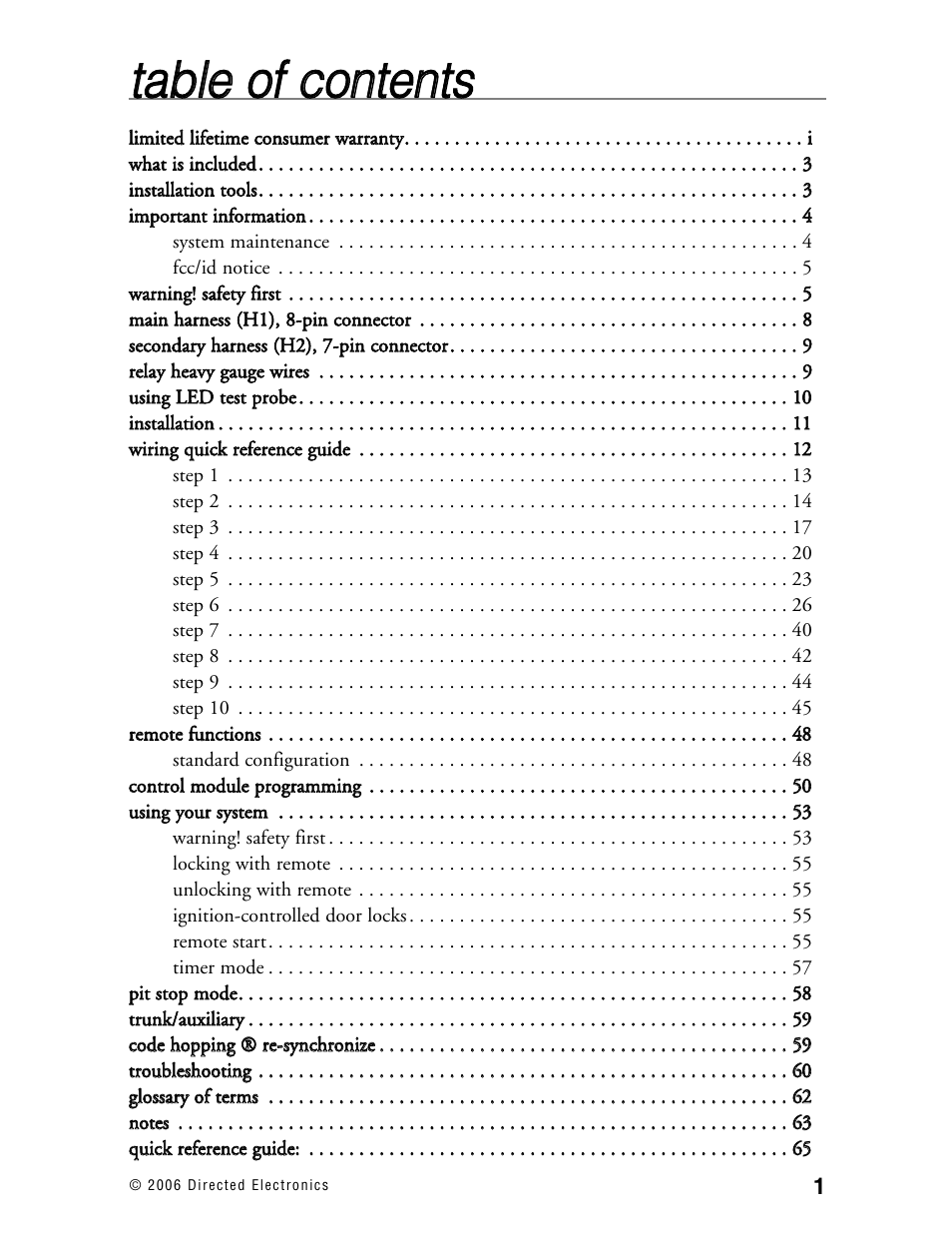Tta ab blle e o off c co on ntte en nttss | Directed Electronics Ready Remote User Manual | Page 5 / 70