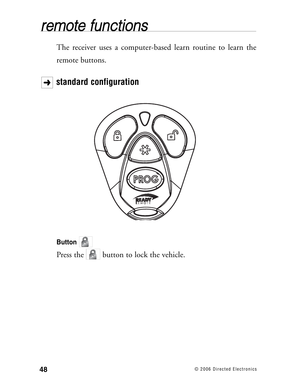 Rre em mo otte e ffu un nc cttiio on nss | Directed Electronics Ready Remote User Manual | Page 52 / 70