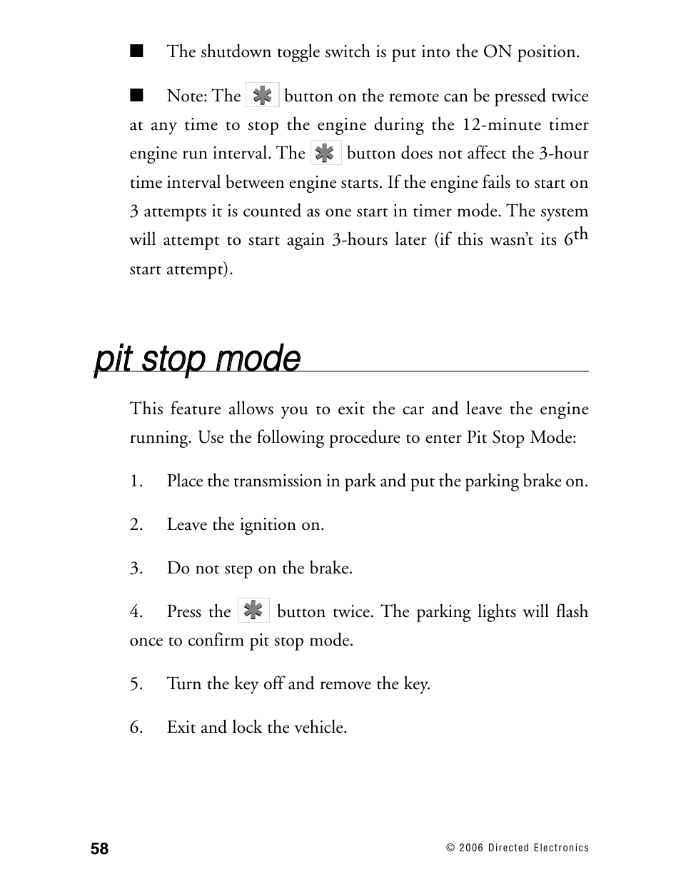 Ppiitt sstto op p m mo od de e | Directed Electronics Ready Remote User Manual | Page 62 / 70