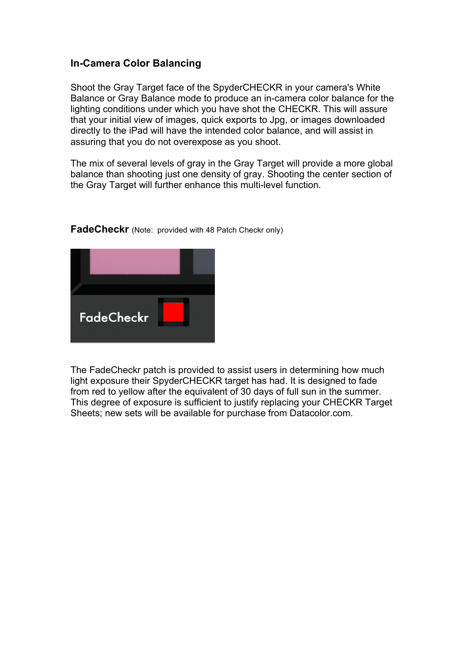 Datacolor SpyderCHECKR Color Chand Calibration Tool for Digital Cameras User Manual | Page 28 / 30