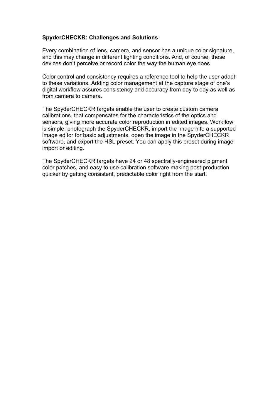 Datacolor SpyderCHECKR Color Chand Calibration Tool for Digital Cameras User Manual | Page 4 / 30