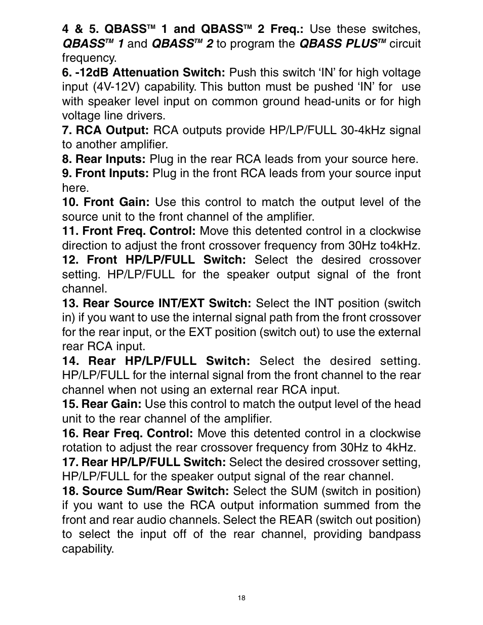 Qbass, Qbass plus | Directed Electronics A1200/4 User Manual | Page 19 / 30